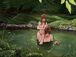 Feuerwehrfrau wird am Fluss von nackten Kerl gebumst